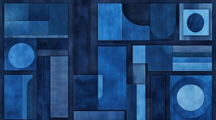 Deep indigo denim texture shown in flat layout with stitching details