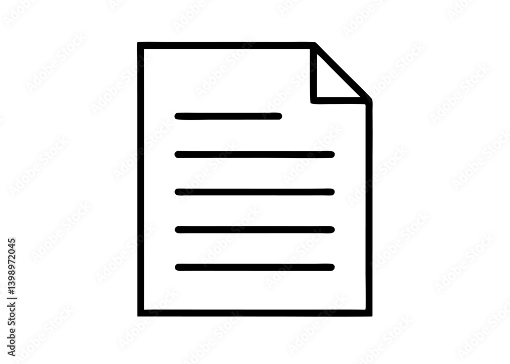 Poster document icon: a minimalistic outline of a document with lines, perfect for adding a clean, modern, 