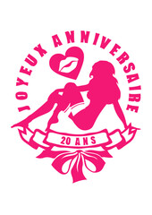 20 ans fille sexy cadeau coeur bisous anniversaire