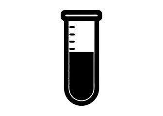 Science Icon: A minimalist black and white illustration of a test tube, representing the core elements of scientific discovery and innovation.