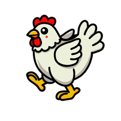 Delightful Cartoon Chicken Illustration on a Crisp White Background for Versatile Use