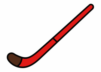 Hockey Stick Emblem: A simple illustration of a red and brown hockey stick, a symbol of sport and competition.