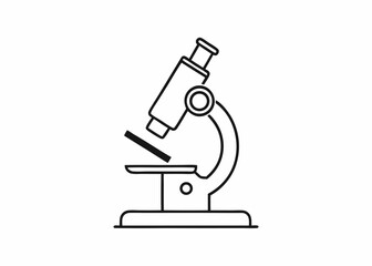 Microscope Icon: A minimalist line-art illustration of a classic microscope, evoking the precision and focus of scientific exploration and discovery.