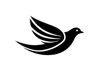 Fototapeta premium Soaring Spirit: A sleek silhouette of a dove in flight, a symbol of peace, hope, and freedom, gracefully navigating the vast expanse.
