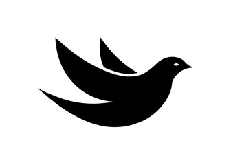 Obraz premium Soaring Silhouette: A stylized depiction of a dove in full flight, wings outstretched in a symbol of peace, freedom, and hope. Captured against a clean backdrop.