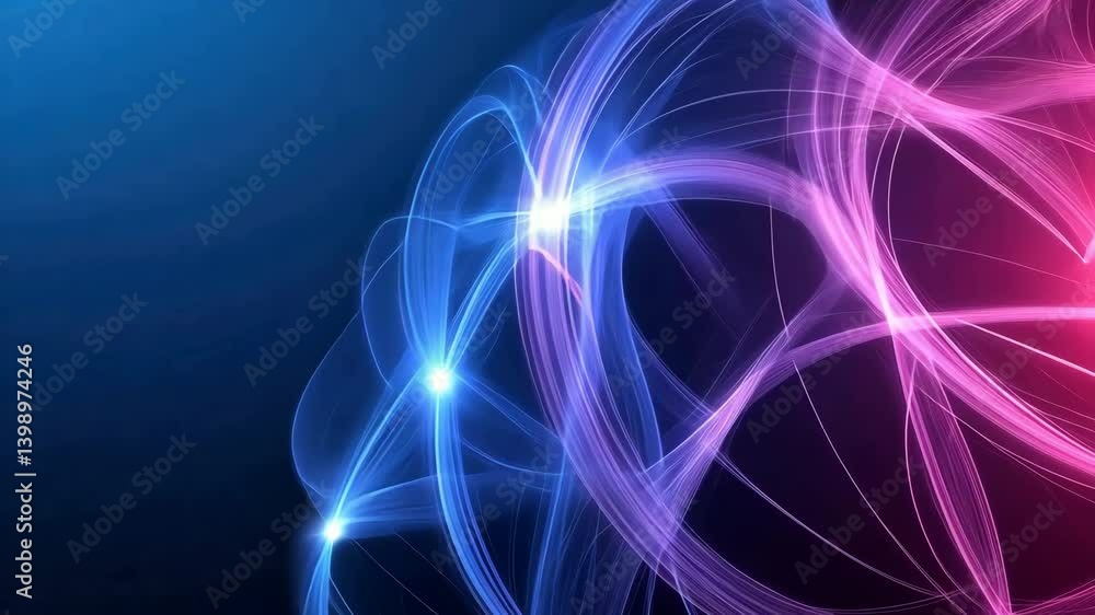 Poster vibrant abstract light waves and trails in blue and pink create dynamic flow of visual energy.