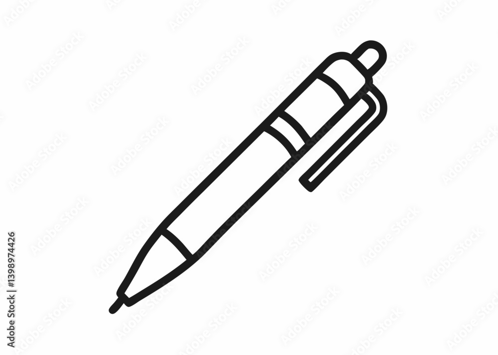 Poster precision point: an elegant, minimalist depiction of a ballpoint pen, designed with clean lines and 
