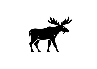 Obraz premium Majestic Moose Silhouette: A striking silhouette of a mighty moose, a symbol of the wild, stands tall against a simple backdrop, embodying strength and wilderness.