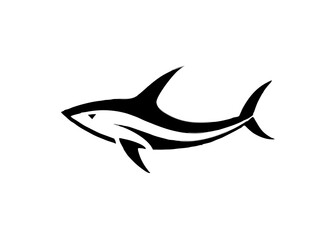 Obraz premium Elegant Shark Silhouette: A sleek, minimalist illustration of a shark, showcasing its powerful form and graceful movement, perfect for marine themed designs.