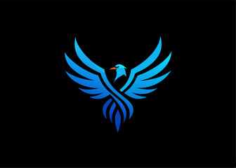 Fototapeta premium Rising Phoenix: A vibrant, digitally crafted depiction of a phoenix, symbolizing rebirth and renewal, presented against a stark backdrop for maximum impact.
