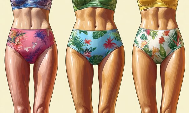 Colorful One Piece Swimsuit Fashion Illustration in Pop Art Style