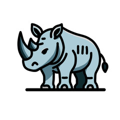 Vector Illustration of a Simplified Rhinoceros Design with White Background for Icon or Logo Use