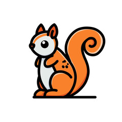 Charming Cartoon Squirrel with a Bushy Tail and Expressive Features in Sitting Pose