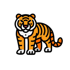 Illustration of a Cartoon Tiger with Bold Stripes and Vibrant Colors on White Background