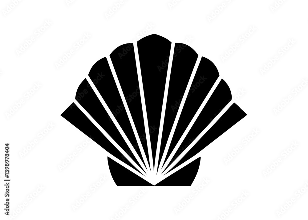 Poster elegant seashell symbol: a sleek and minimalist black and white design captures the delicate form of