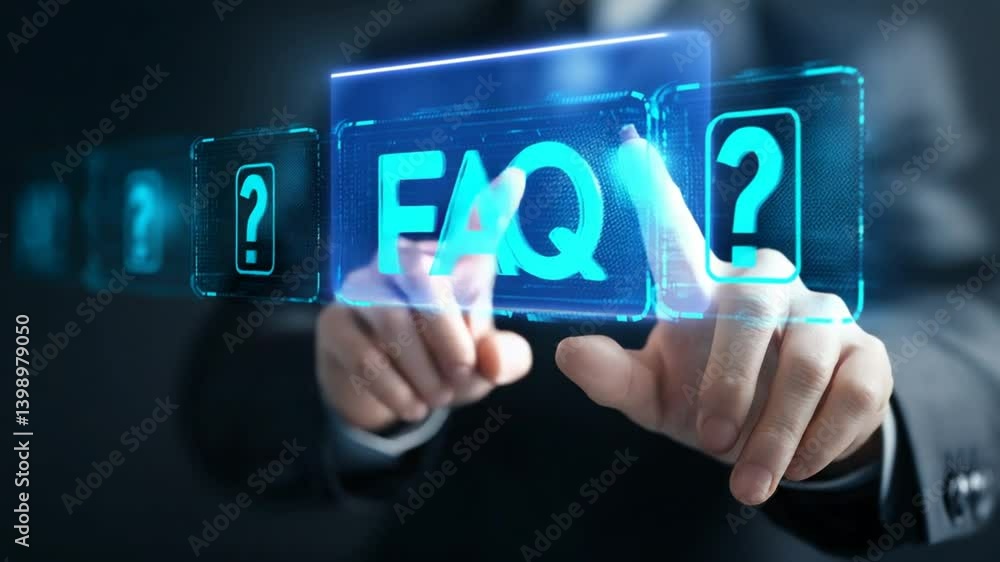 Aufkleber businessman uses hologram for virtual faq interaction generative ai