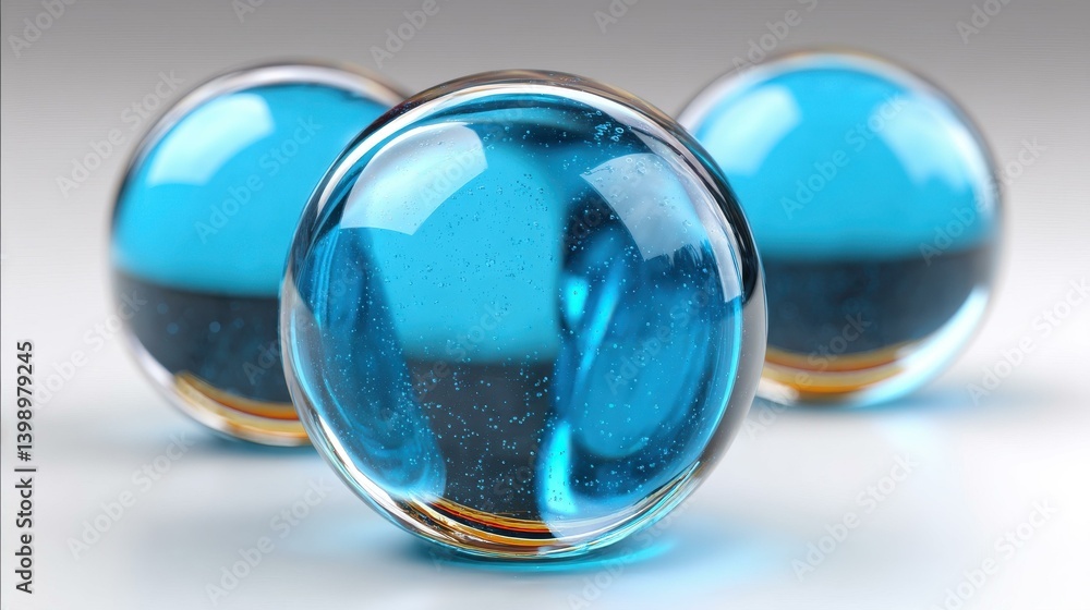 Poster delightful blue soap bubbles sparkle with reflective surfaces, creating a playful display against a 