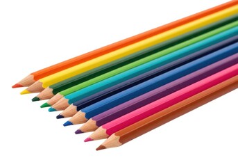 Fototapeta premium Colorful drawing pencils art supplies for creative design isolated on white background