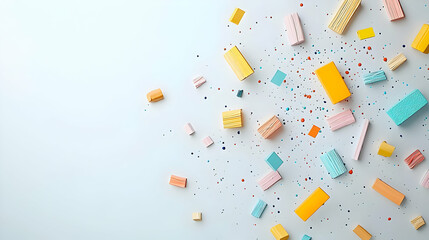 Abstract Colorful Geometric Shapes With Sprinkles On Light Background
