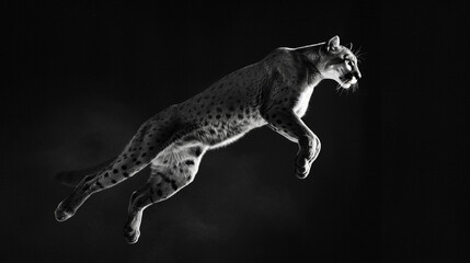 Fototapeta premium Pictures of one jumping jaguar.