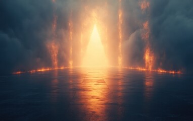 Abstract Light Burst Glow Digital Art Mysterious Futuristic Background