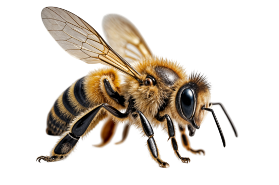 closeup bee is flying isolated on transparent background macro incredible pollinator concept una abeja impresionante está volando aislado fondo transparente macro increíble concepto polinizador arı