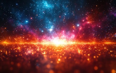 Fototapeta premium Abstract Cosmic Lens Flare Vibrant Shine Glow Light Ray Energy Burst Illustration