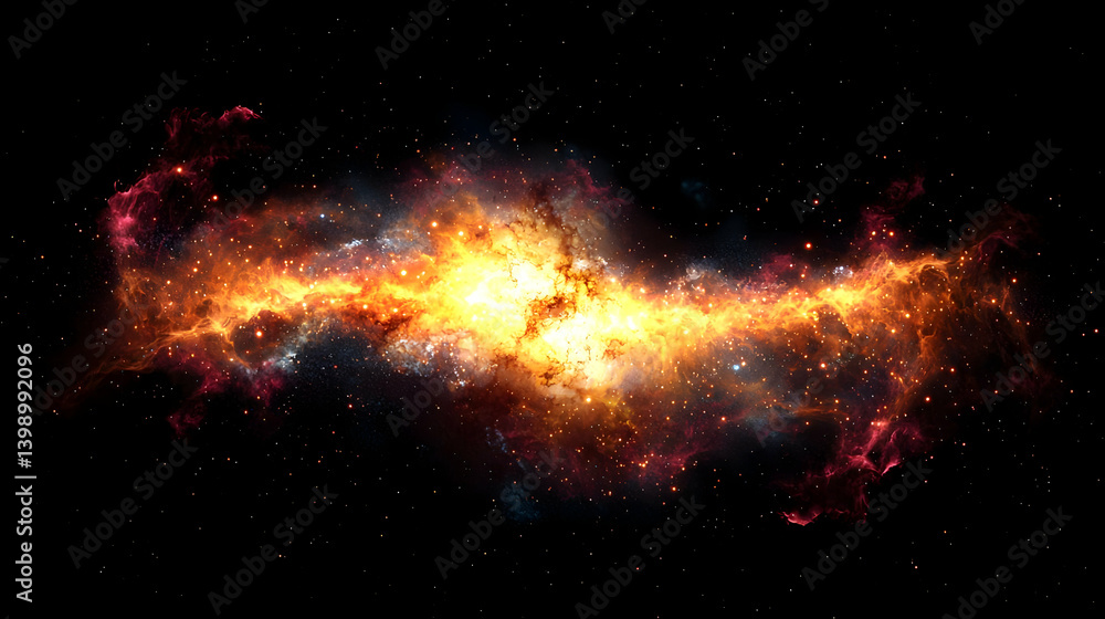 Poster colorful exploding nebula in deep space