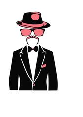 costume chapeau lunette moustache noeud papillon hipster