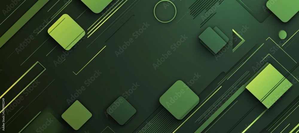 Poster minimal green background with diagonal geometric shapes in a dark green gradient