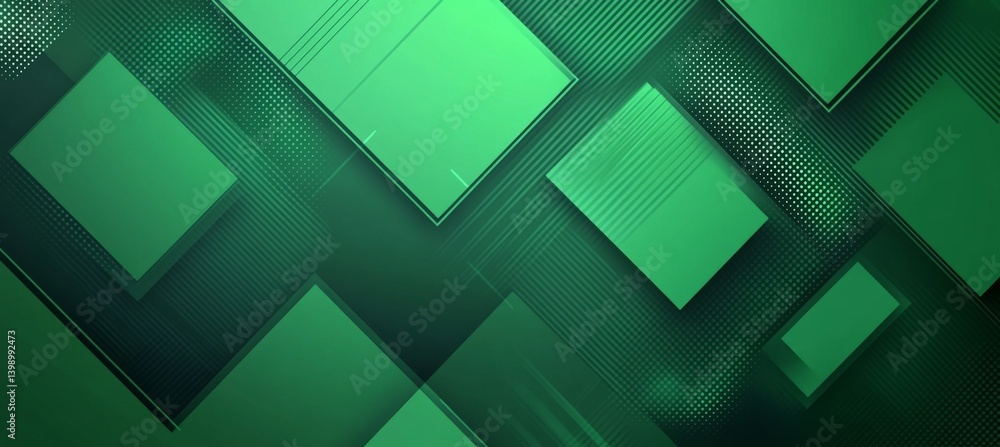 Poster minimal green background with diagonal geometric shapes in a dark green gradient