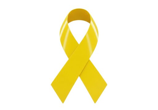 Yellow ribbon support symbol for awareness on white background
