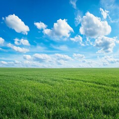Fototapeta premium green field with sky background -