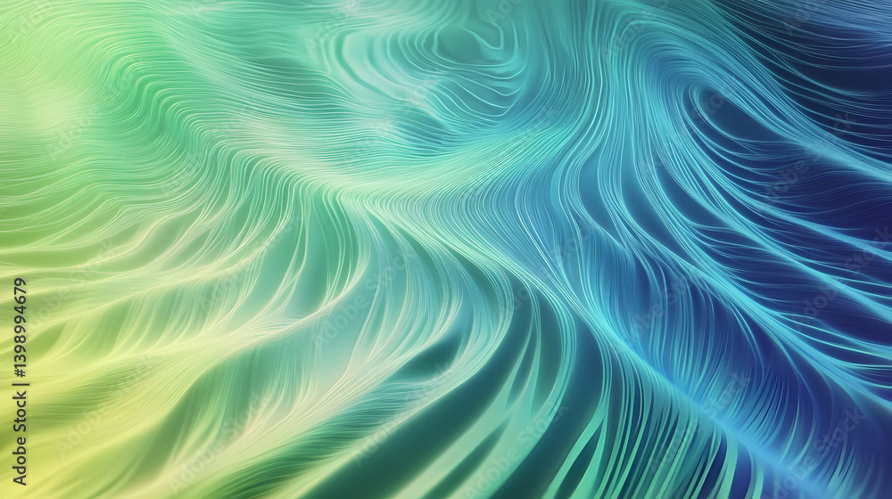 Poster mesmerizing green and blue gradient texture with subtle waves for artistic design