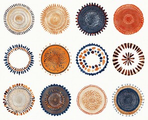 Fototapeta premium tribal patterns set minimalist vintage design earthy colors geometric ethnic decor