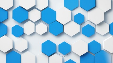 Fototapeta premium A sleek, futuristic design with blue and white hexagons creates a modern and stylish pattern for any space.