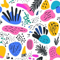 Discover a vibrant pattern of playful designs perfect for adding a modern touch to your space or artwork.