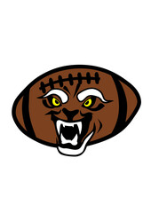 rugby ou foot americain face cartoon gueule feroce ouverte