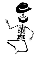 moustache squelette chapeau hipster moustachu