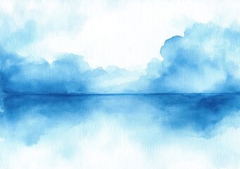 Watercolor Blue Background with Abstract Soft Gradients and Paint Stains for Design and Art Projects