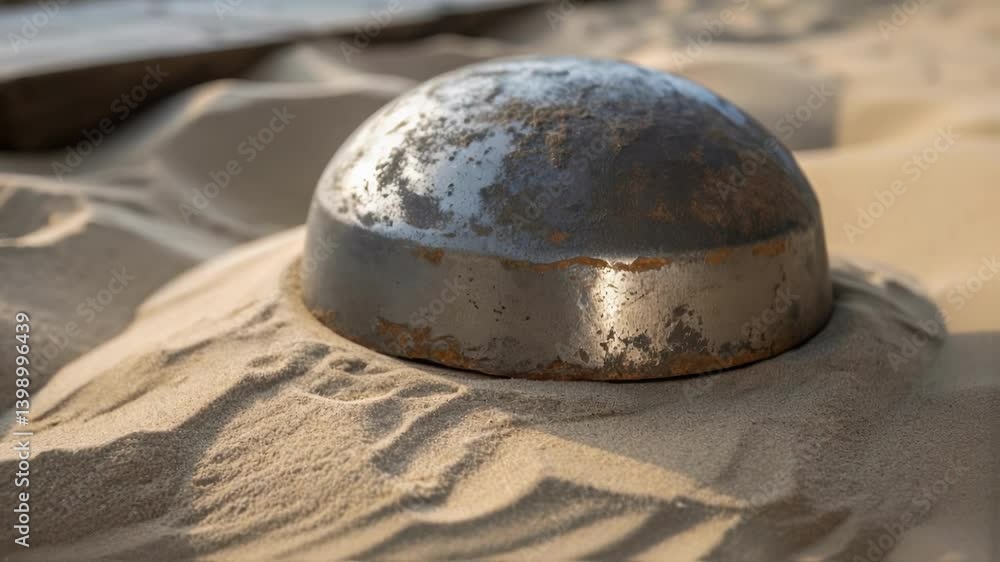Poster a medium closeup featuring a metal object being sandblasted revealing the dramatic contrast between 
