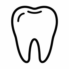 Black Line Drawing of a Tooth Minimalist Dental Vector for Medical and Educational Use