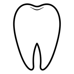 Black Line Drawing of a Tooth Minimalist Dental Vector for Medical and Educational Use