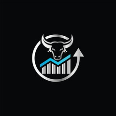 Business finance logo design template. Vector illustration. Abstract icon of graph, bar chart and scale. Law Firm Logo. Lawyer, Attorney, Legal, Lawyer Company Sign.