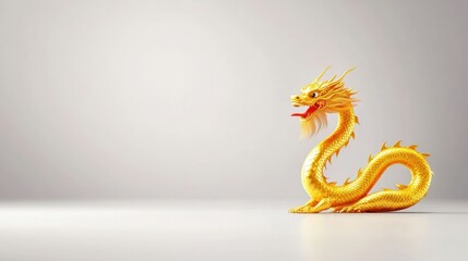 Fototapeta premium Golden Dragon Figure in 3D Art Presentation