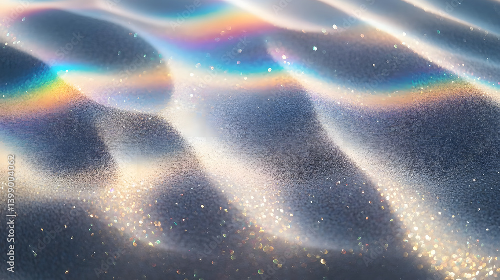 Poster ethereal diamond sand texture with rainbow light patterns for abstract design