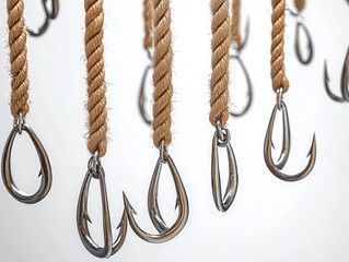 Fishing Hook and Rope Close-Up Illustration of a Scam Concept
