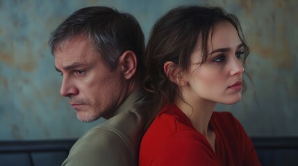 Couple on Bed After Argument in Bedroom Facing Relationship Issues Separation and Heartache