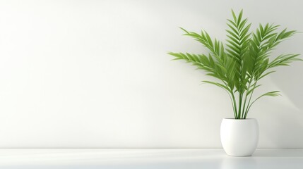 Minimalist plant decor, simple white wall, modern aesthetic