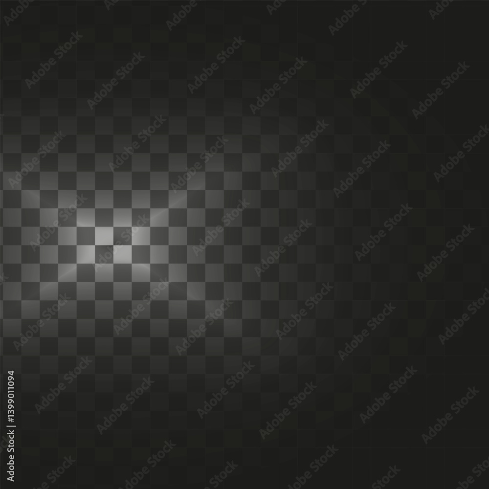 Poster side light cross. faded glow overlay. vector transparency grid. black checker shadow.